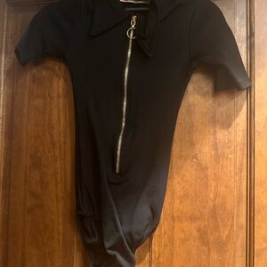 Stoned Immaculate Black Zip-Up Bodysuit